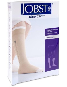 Jobst Ulcercare Media Compresión Fuerte Con Cremallera Izquierda Beige Talla S, 1 Ud