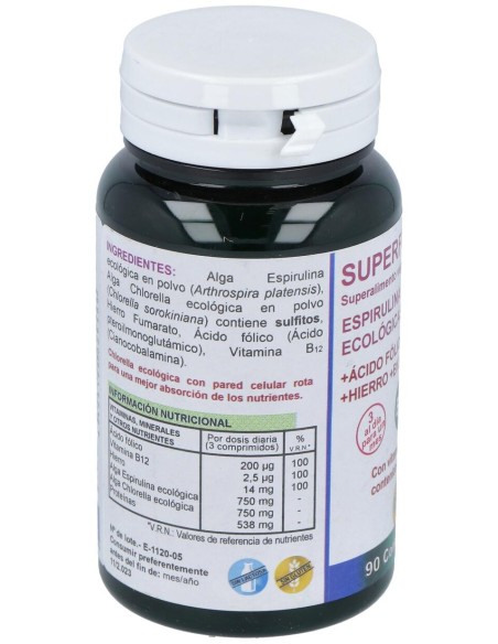 Robis Espirulina+Chlorella +Acido Folico+Hierro+B12 90Comp