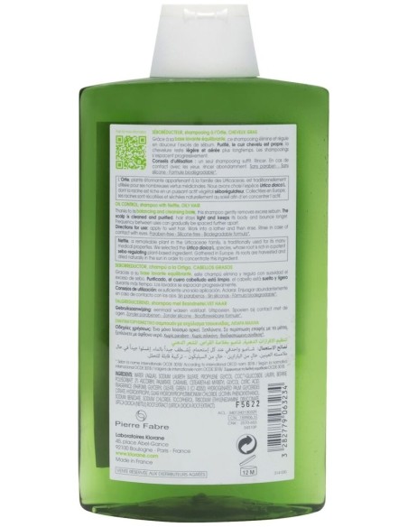 Klorane Champú Seborregulador A La Ortiga, 400 Ml
