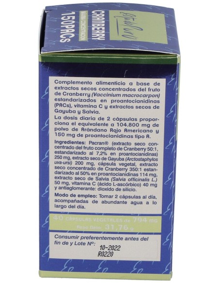 Tongil Estado Puro Cranberry Mega 150 40 Cápsulas