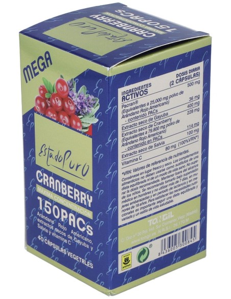 Tongil Estado Puro Cranberry Mega 150 40 Cápsulas