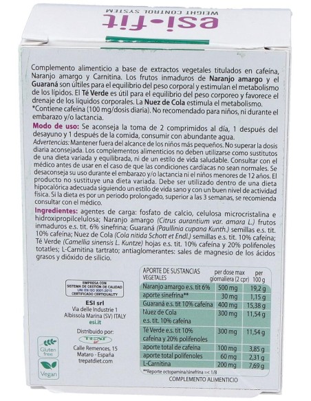 Esi Fit Activa El Metabolismo Con Cafeína 40Comp