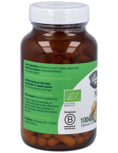 Elgranero Maca Bio 120 Cápsulas