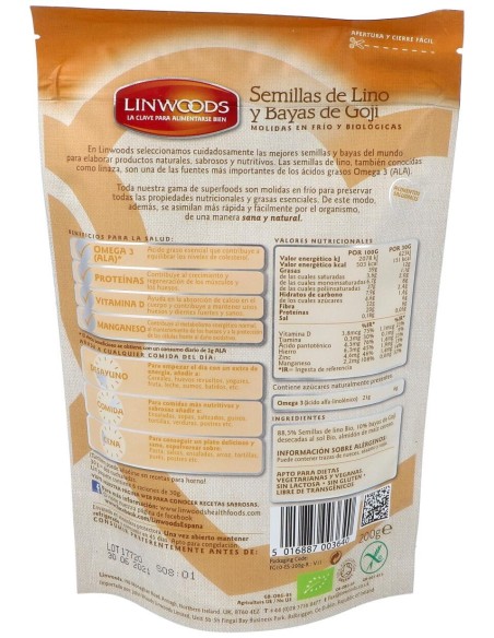 Semillas De Lino Y Goji Molidas En Frio 200Gr.