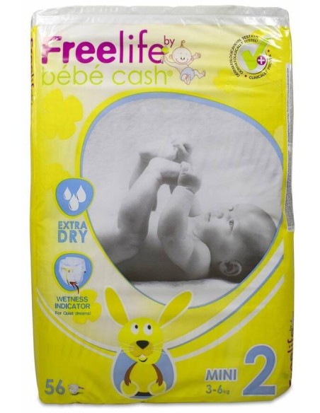 Freelife Pañal Bebé Mini Talla 2 3-6 Kg, 56 Uds