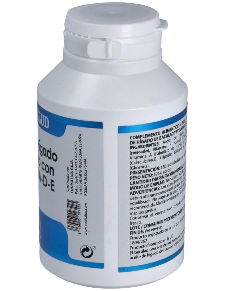 Equisalud Aceite Higado De Bacalao Con Vitaminas Ade 500Mg 180 Perlas