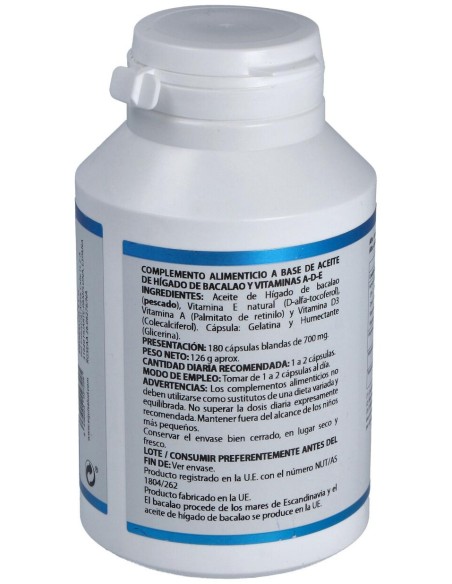 Equisalud Aceite Higado De Bacalao Con Vitaminas Ade 500Mg 180 Perlas