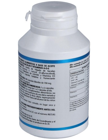 Equisalud Aceite Higado De Bacalao Con Vitaminas Ade 500Mg 180 Perlas