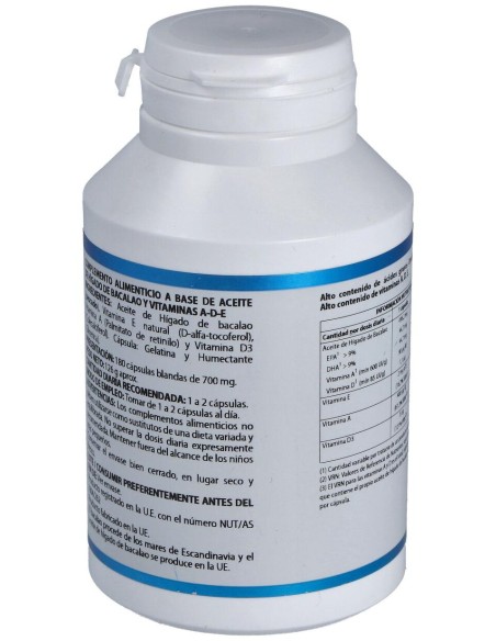 Equisalud Aceite Higado De Bacalao Con Vitaminas Ade 500Mg 180 Perlas