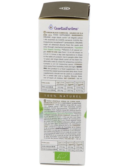 Esential'Arôms Aceite Vegetal Virgen Extra Comino Negro 100Ml