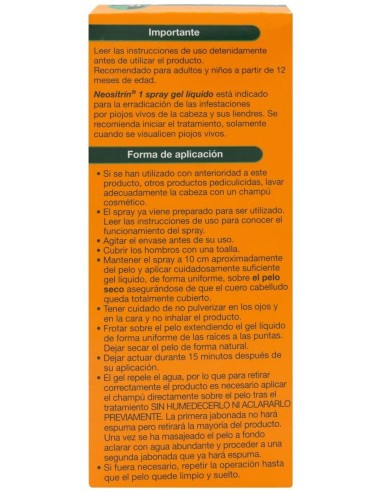 Neositrín Spray Antipiojos Gel Líquido, 100 Ml