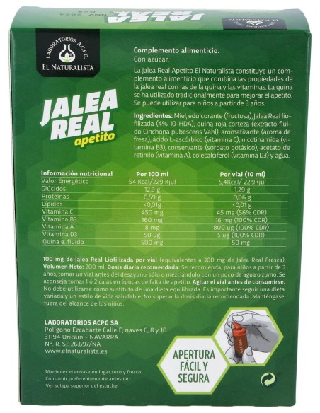 El Naturalista Jalea Apetito Con Quina 20 Viales