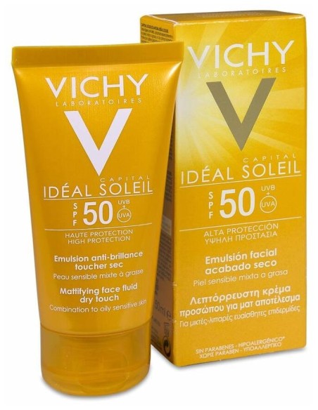 Vichy Idéal Soleil Emulsión Solar Tacto Seco Spf 50+, 50 Ml
