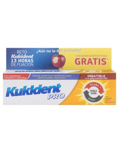 Kukident Pro Plus Crema Adhesiva Doble Acción Sabor Neutro 40G