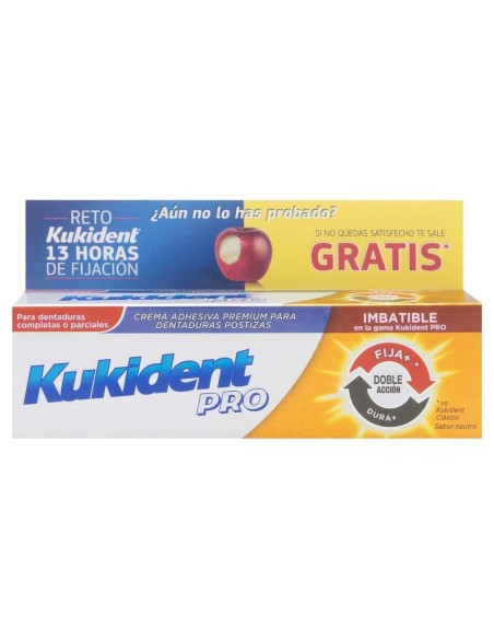 Kukident Pro Plus Crema Adhesiva Doble Acción Sabor Neutro 40G
