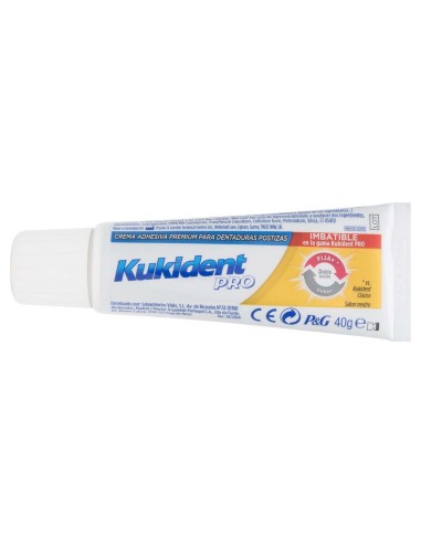 Kukident Pro Plus Crema Adhesiva Doble Acción Sabor Neutro 40G