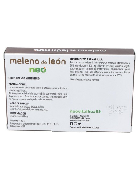 Neovital Health Melena De Leon Neo 60Cáps