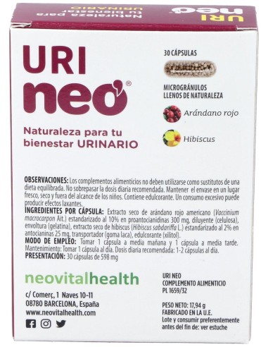 Uri-Neo® Arándano Rojo 500Mg 30Cáps
