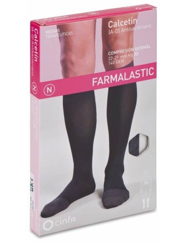 Farmalastic Calcetín Antibacteriano Negro Compresión Normal Talla Mediana, 1 Par