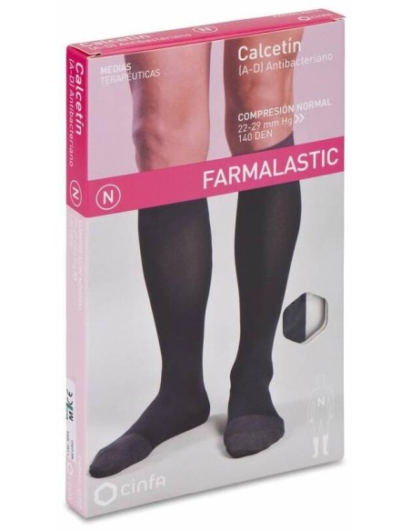 Farmalastic Calcetín Antibacteriano Negro Compresión Normal Talla Mediana, 1 Par