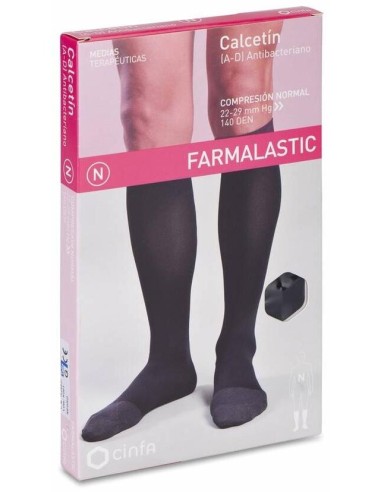 Farmalastic Calcetín Antibacteriano Negro Compresión Normal Talla Grande, 1 Par