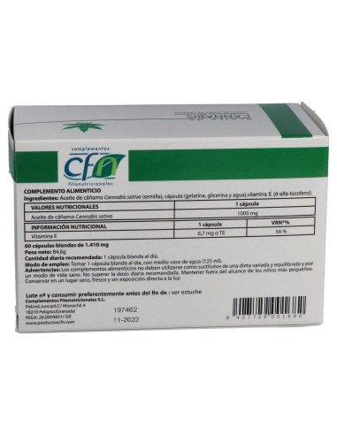 Aceite De Cannabis 1000Mg. 60Cap.Blandas