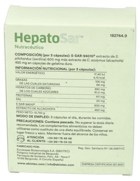 Ebiotec Hepatosar 30 Perlas