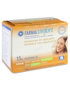 Farmaconfort Tampón Sin Aplicador Algodón Super+, 15 Tampones