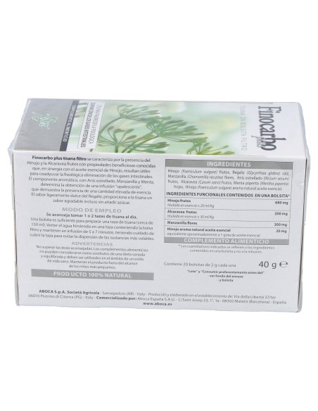 Finocarbo Plus Tisana 20 Bolsitas Aboca
