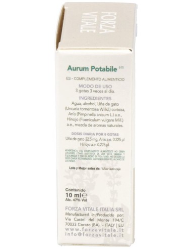 Aurum Potable (Oro) Metal Espagirico 10Ml.
