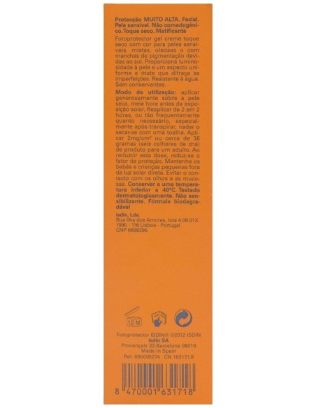 Isdin Fotoprotector Spf 50+ Gel Crema Dry Touch Color, 50 Ml
