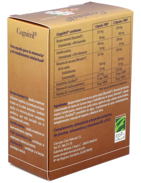 100% Natural Cognitril 60 Cápsulas