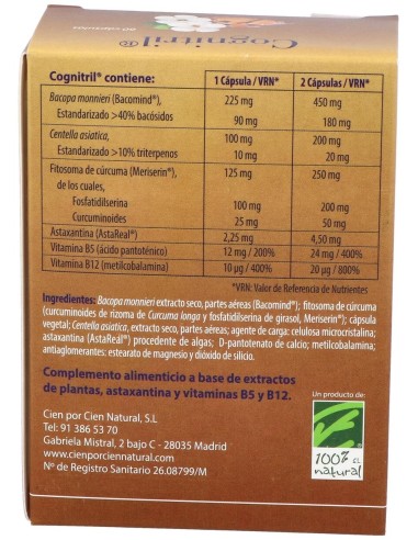 100% Natural Cognitril 60 Cápsulas
