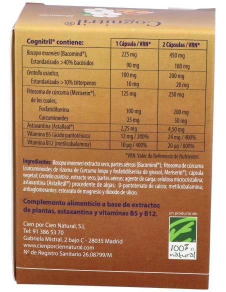 100% Natural Cognitril 60 Cápsulas