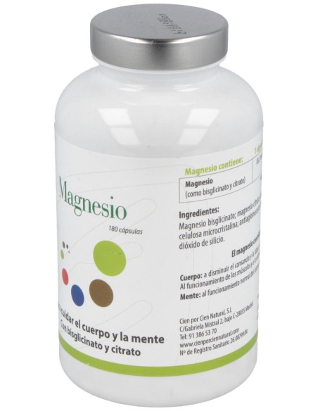 100% Natural Magnesio 180 Cápsulas