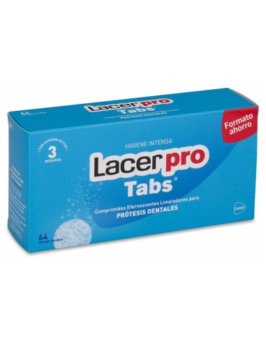 Lacer Pro Tabs Limpieza Prótesis Dental Comprimidos, 64 Uds