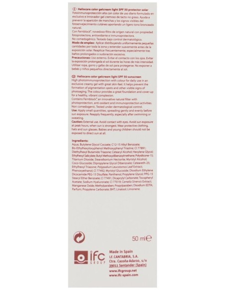 Heliocare Gel Crema Spf 50 Color Light, 50 Ml