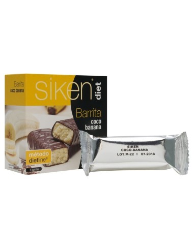 Siken Diet Barrita De Coco Con Banana, 5 Uds