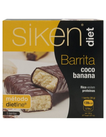 Siken Diet Barrita De Coco Con Banana, 5 Uds
