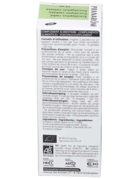 Pranarôm Aceite Esencial De Eucalipto Radiata Bio 10Ml