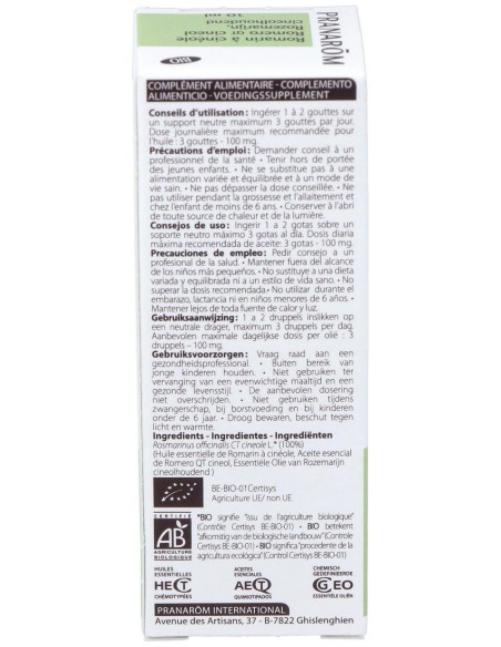 Pranarôm Aceite Esencial De Romero Qt Cineol Bio 10Ml