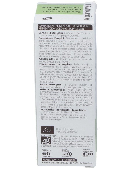 Pranarôm Bio Aceite Esencial Canela De China 10Ml