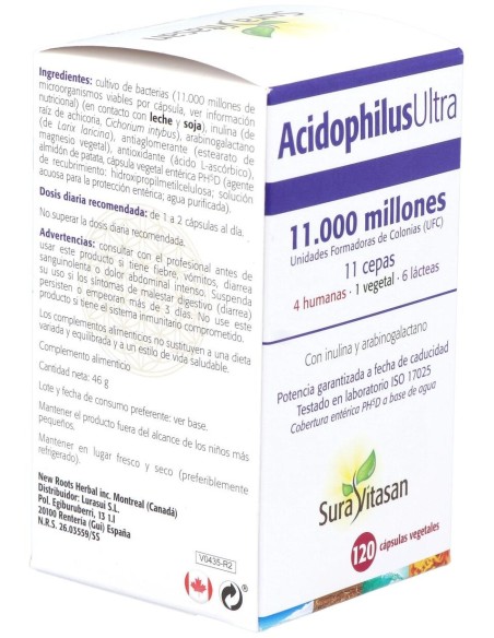Sura Vitasan Acidophilus Ultra 120 Cápsulas