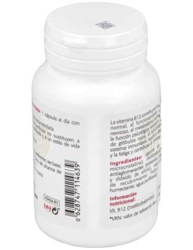 Vitamina B12 (Metilcobalamina) 500Mcg. 100Cap.