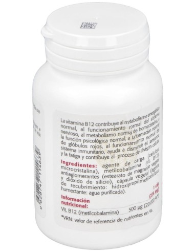 Vitamina B12 (Metilcobalamina) 500Mcg. 100Cap.