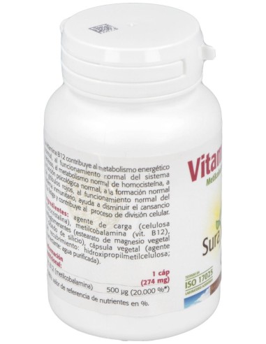 Vitamina B12 (Metilcobalamina) 500Mcg. 100Cap.