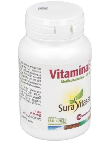 Vitamina B12 (Metilcobalamina) 500Mcg. 100Cap.