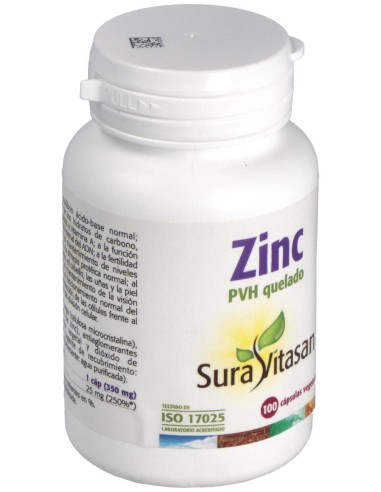 Zinc Pvh Quelado 25Mg. 100Comp.