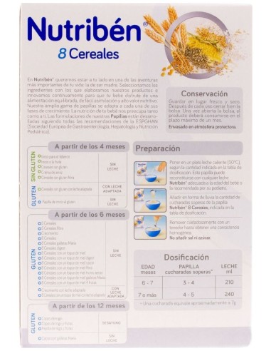 Nutriben Papilla 8 Cereales 600 Gramos