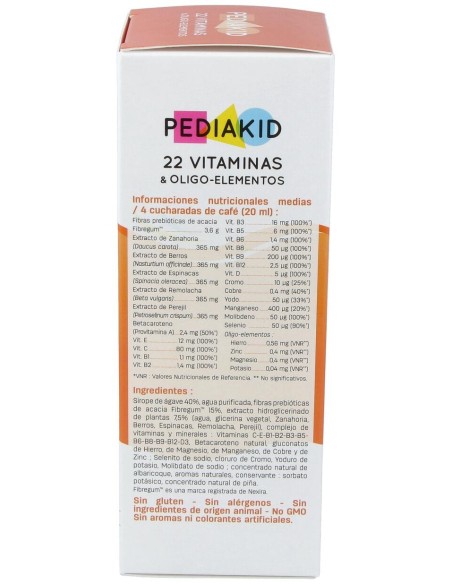 Pediakid 22 Vitaminas-Oligoelementos Jarabe 250Ml.